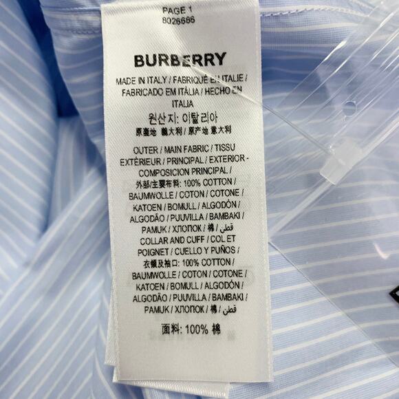 S Blue White Stripe Cotton Crystal Embellishment One Pocket Long Sleeve Shirt - Picture 9 of 10